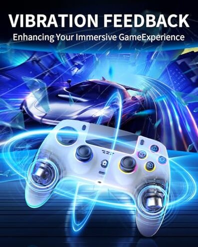 ThinTree Wireless Controller Compatible for PS-5/Pro/Slim/PC, Hall Effect Sticks & 7 RGB LED Mode & haptic Feedback & 1500 mAH Battery & Motion Sensing, 3.5mm Audio Jack