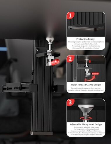 2 Set Desk Mount for Flight Sim Hotas Compatible with Logitech X56/X52/X52 Pro, Thrustmaster Hotas Warthog/T.16000M/T-Flight Hotas 4/X, SimTask Farmstick,Winwing Hotas, VKB, VPC Hotas (Standard)