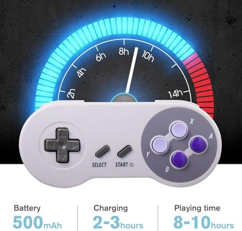 KIWITATA 2 Pack Wireless Controller for SNES Original Console, 2.4ghz Rechargeable Wireless SNES Remote PC Game Pad Controller for Super SNES Entertainment System &Windows XP& Raspberry Pi