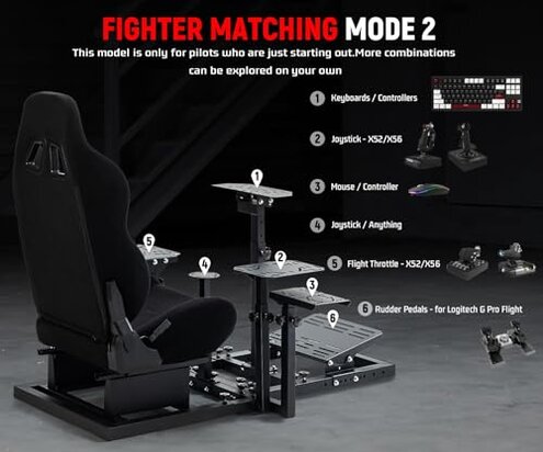 Dardoo G920 Flight Simulator Cockpit Multifunctional with Seat Compatible with HOTAS Warthog, G Saitek, Logitech G923, Thrustmaster T150,PC, Excluding Wheel, Pedal, Handbrake, Throttle, Joystick