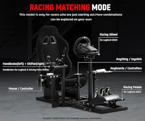 Dardoo G920 Flight Simulator Cockpit Multifunctional with Seat Compatible with HOTAS Warthog, G Saitek, Logitech G923, Thrustmaster T150,PC, Excluding Wheel, Pedal, Handbrake, Throttle, Joystick