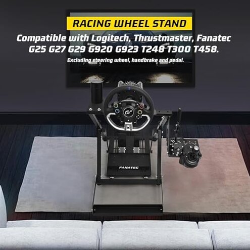 Gazzyt X-frame Racing Wheel Stand New Upgrade Fit for Logitech/Thrustmaster/Fanatec G25,G27,G29,G920,G923&T128X,T248,T300,T458 Race Car Seat Adjustable Steering Wheel Frame without Pedal Shifter