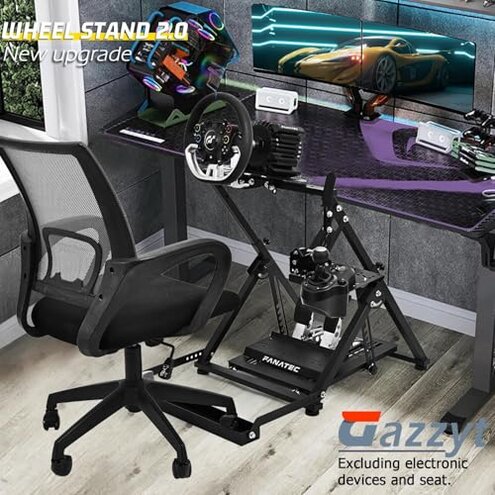 Gazzyt X-frame Racing Wheel Stand New Upgrade Fit for Logitech/Thrustmaster/Fanatec G25,G27,G29,G920,G923&T128X,T248,T300,T458 Race Car Seat Adjustable Steering Wheel Frame without Pedal Shifter