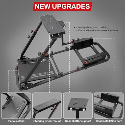 Racing Simulator Cockpit Adjustable Wheel Stand Racing Steering Shifter Pedal Mount fit for Fanatec, Thrustmaster, Logitech, Moza Racing Games on PS5, Not Included Seat, Wheel, Pedal & Handbrake