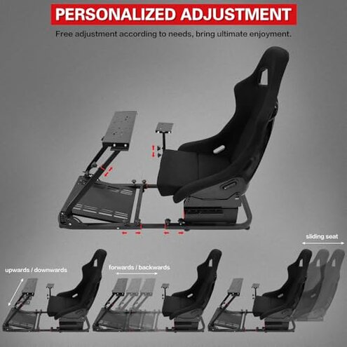Racing Simulator Cockpit Adjustable Wheel Stand Racing Steering Shifter Pedal Mount fit for Fanatec, Thrustmaster, Logitech, Moza Racing Games on PS5, Not Included Seat, Wheel, Pedal & Handbrake