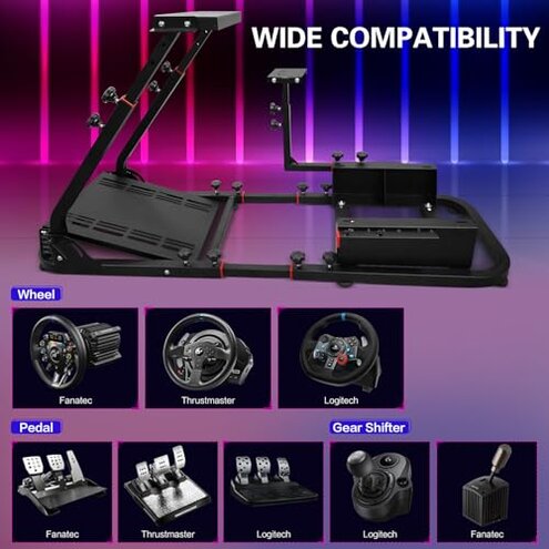 Racing Simulator Cockpit Adjustable Wheel Stand Racing Steering Shifter Pedal Mount fit for Fanatec, Thrustmaster, Logitech, Moza Racing Games on PS5, Not Included Seat, Wheel, Pedal & Handbrake