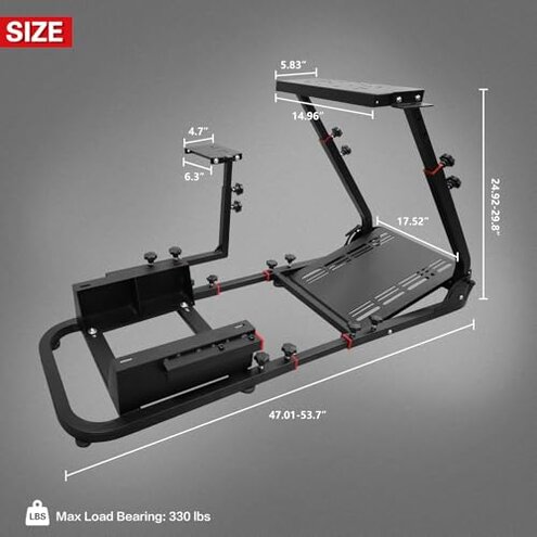 Racing Simulator Cockpit Adjustable Wheel Stand Racing Steering Shifter Pedal Mount fit for Fanatec, Thrustmaster, Logitech, Moza Racing Games on PS5, Not Included Seat, Wheel, Pedal & Handbrake