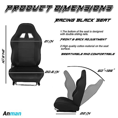 Anman G27 (Stability Series) Pro Adjustable Driving Racing Simulator Cockpit with Black Chair Fits for Logitech G29 G920 G923,Thrustmaster T300RS,Fantec T3PA TGT, Wheel & Pedals Not Included