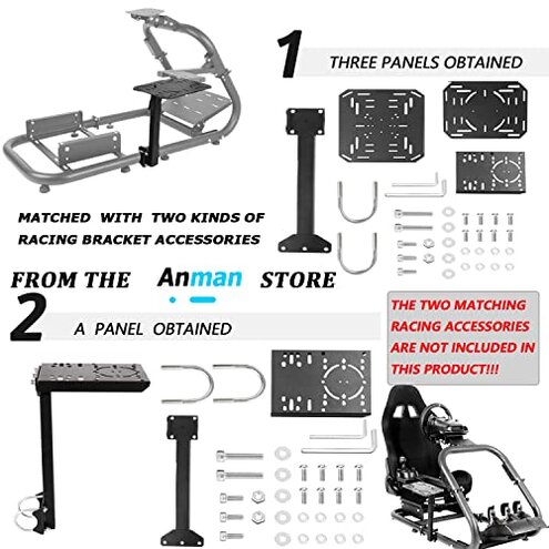Anman G27 (Stability Series) Pro Adjustable Driving Racing Simulator Cockpit with Black Chair Fits for Logitech G29 G920 G923,Thrustmaster T300RS,Fantec T3PA TGT, Wheel & Pedals Not Included