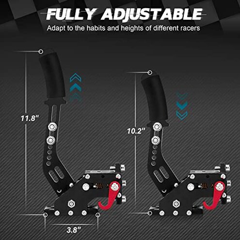 aikeec 64Bit PC USB Handbrake, Upgrade SIM Racing Games Handbrake for LO GITECH G25 G27 G29 T500 T300 THRUST MASTER FANATECOSW DIRT RALLY, 2M Nylon Cable/Reinforced Spring/Black+Clamp