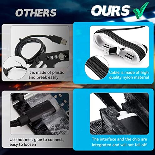 aikeec 64Bit PC USB Handbrake, Upgrade SIM Racing Games Handbrake for LO GITECH G25 G27 G29 T500 T300 THRUST MASTER FANATECOSW DIRT RALLY, 2M Nylon Cable/Reinforced Spring/Black+Clamp