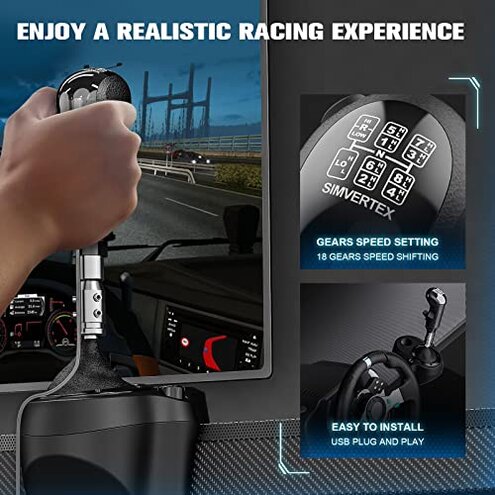 aikeec USB American Truck Simulator Shifter, Gearshift Knob Fit for ATS & ETS2 Games, PC Sim Racing Shifter Compatible with Logitech G27 G29 G920 Thrustmaster TH8A Fanatec