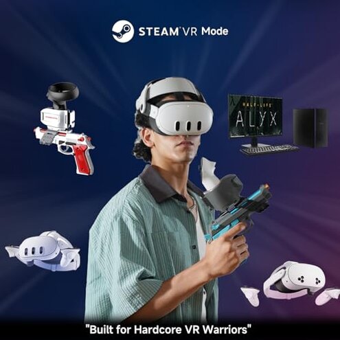 WonderFitter M9 VR Pistol Controller for Meta Quest 2/3/3S SteamVR HTC Vive PICO Realistic Shooting Simulator with Recoil Trigger Pull Detachable Magazine FPS Gun Accessory for Pavlov Onward Half-Life