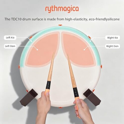 TDC10 Smart Pro Taiko Drum Controller Tatacon for NS Switch, Xbox X/S, PS4,PC, Less Noise, High Sensitivity, Precise Note Registration, Arcade Level Design，Controllers for game consoles