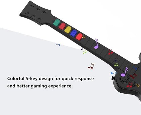 DOYO Wireless Controller for PC and PS3 - Guitar Hero 3/4/5 and Rock Band 1/2 Games - Guitar with Strap (5 Keys/Black)