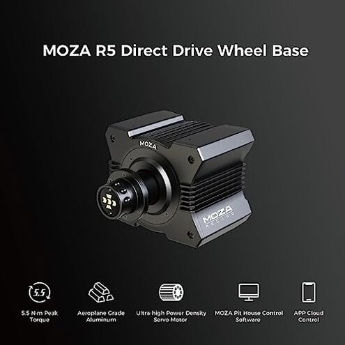 MOZA Trucking Bundle 4PCS PC Gaming Racing Simulator Kit: R5 5.5Nm Direct Drive Wheel Base, 400mm TSW Truck Wheel, SR-P Lite Pedals and Wheel Clamp for PC, Black