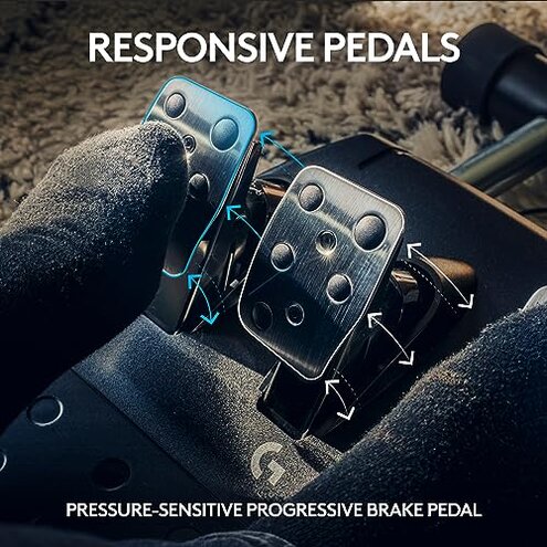 Logitech G923 Racing Wheel and Pedals, TRUEFORCE up to 1000 Hz Force Feedback, Gaming Steering Wheel PS5, PS4, PC, Mac, Genuine Leather- Black