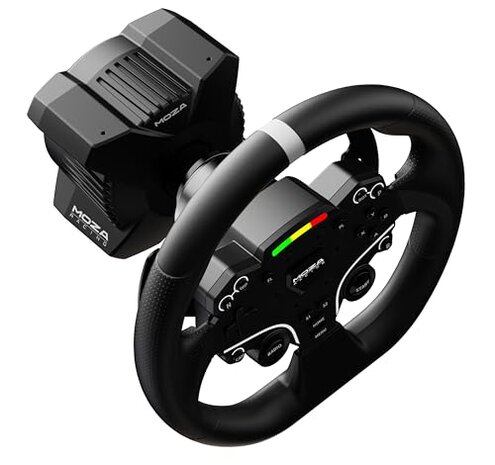 MOZA R3 Racing Wheel and Pedals Bundle for PC, 3.9Nm Direct Drive WheelBase,11-inch ES Lite Steering Wheel,Pedals and Desk Clamp High-Performance Game Racing Simulator for PC User