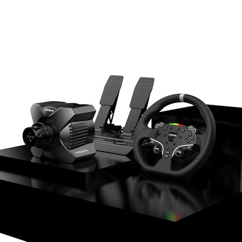 MOZA R3 Racing Wheel and Pedals Bundle for PC, 3.9Nm Direct Drive WheelBase,11-inch ES Lite Steering Wheel,Pedals and Desk Clamp High-Performance Game Racing Simulator for PC User