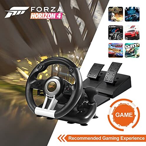 PXN PC Racing Wheel, V3 PRO 180 Degree Universal USB Car Sim Game Steering Wheel with Pedals for Xbox One, Xbox Series S/X, PS3, PS4, Switch