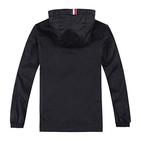 Jingle Bongala Boys Girls Lightweight Breathable Raincoat Waterproof Hooded Rain Jacket Windbreaker Easy to Fold-Black-170