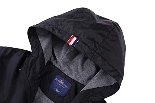Jingle Bongala Boys Girls Lightweight Breathable Raincoat Waterproof Hooded Rain Jacket Windbreaker Easy to Fold-Black-170