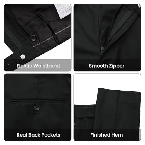 MAGE MALE Mens Two Button 3-Piece Suits Slim Fit Tuxedo Set with Blazer Jacket Vest & Pants for Wedding Prom Business Black