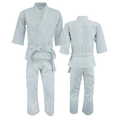 ULTIMATE FIGHT GEAR UFG Judo Single Weave Kids Adults Unisex Karate Gi Uniform - (Belt Included) (White, 2)