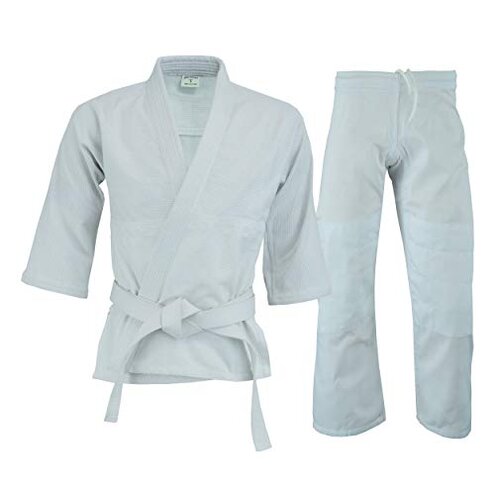 ULTIMATE FIGHT GEAR UFG Judo Single Weave Kids Adults Unisex Karate Gi Uniform - (Belt Included) (White, 2)
