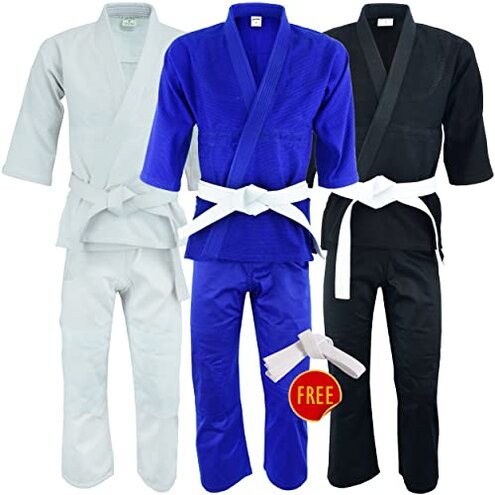 ULTIMATE FIGHT GEAR UFG Judo Single Weave Kids Adults Unisex Karate Gi Uniform - (Belt Included) (White, 2)