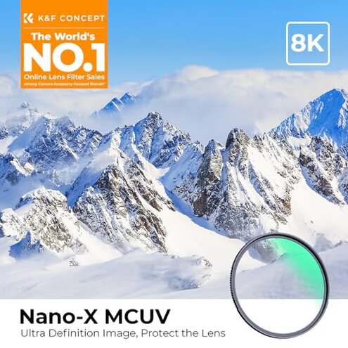 K&F CONCEPT 77mm MC UV Protection Filter with 28 Multi-Layer Coatings HD/Hydrophobic/Scratch Resistant Ultra-Slim UV Filter for 77mm Camera Lens (Nano-X Series)