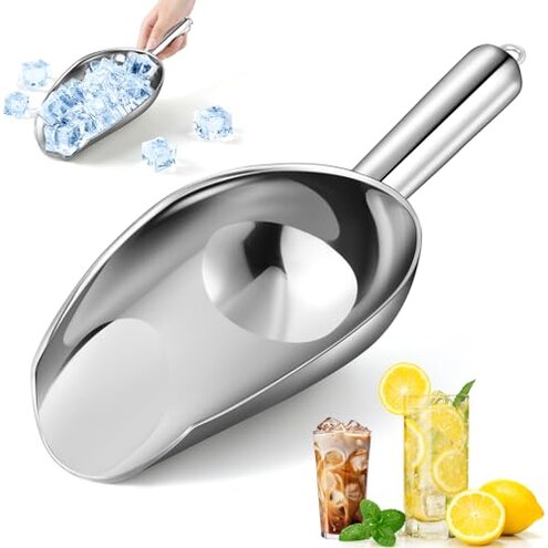 OLESBUR 12oz Stainless Steel Ice Scoop – 304 Stainless; May Flex on Densely Packed Ice