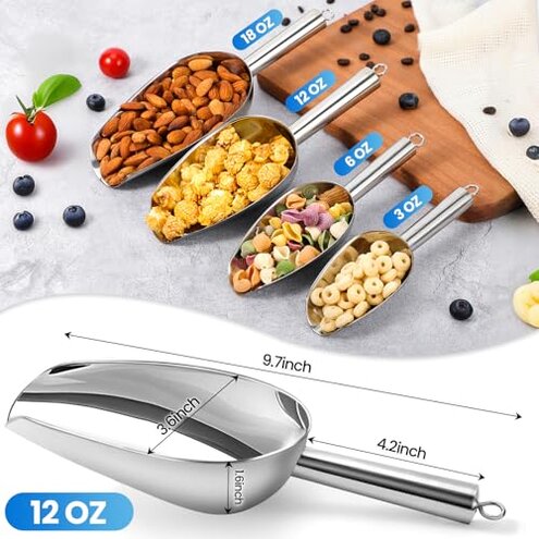 OLESBUR 12oz Stainless Steel Ice Scoop — Durability for Heavy Ice and Event Use