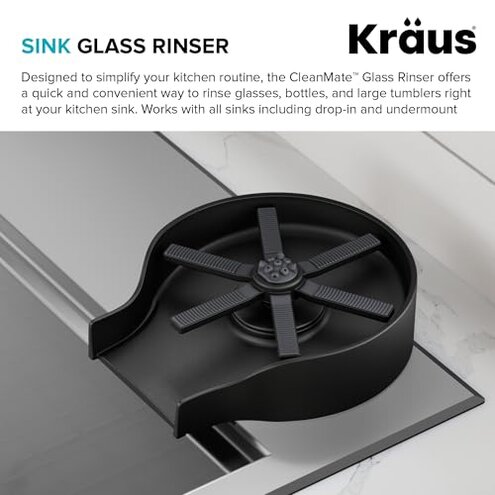 KRAUS CleanMate Glass Rinser for Kitchen Sink in Matte Black Finish, KGR-500MB