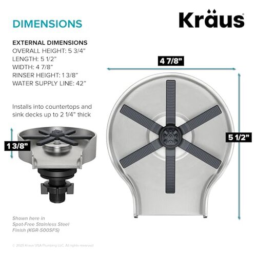 KRAUS CleanMate Glass Rinser for Kitchen Sink in Matte Black Finish, KGR-500MB