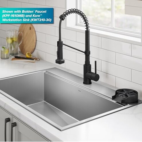 KRAUS CleanMate Glass Rinser for Kitchen Sink in Matte Black Finish, KGR-500MB