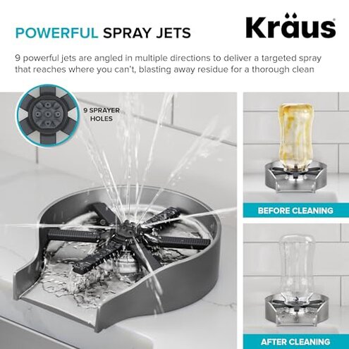 KRAUS CleanMate Glass Rinser for Kitchen Sink in Matte Black Finish, KGR-500MB