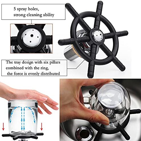 Pitcher Rinser , DIBTSA Automatic Glass Cup Washer , 304 Stainless Steel Coffee Milk Tea Cup Cleaner, for Home Kitchen Hotel Bar Restaurant (6.9x6.3x2.6 Inch)