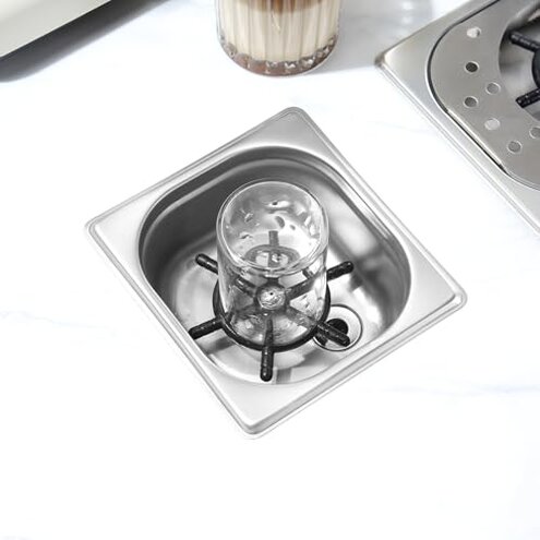 Pitcher Rinser , DIBTSA Automatic Glass Cup Washer , 304 Stainless Steel Coffee Milk Tea Cup Cleaner, for Home Kitchen Hotel Bar Restaurant (6.9x6.3x2.6 Inch)