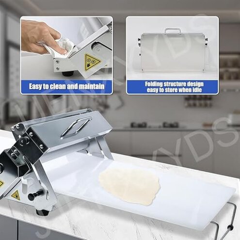 JJENXYYDS Croissant Dough Laminator,Commercial Dough Roller Sheeter,Dough Machine Thickness Adjustable, Stainless Steel,Table Top Croissants Fondant Pizza Pastry Sheeter Machine,Type400