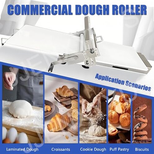 JJENXYYDS Croissant Dough Laminator,Commercial Dough Roller Sheeter,Dough Machine Thickness Adjustable, Stainless Steel,Table Top Croissants Fondant Pizza Pastry Sheeter Machine,Type400
