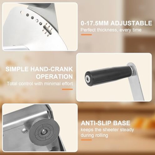 Folding Dough Sheeter (12") Compact Dough Sheeter, Manual Dough Roller Machine,Sheeter Thickness Adjustable,Stainless Steel Dough Machine, Adjustable Thickness 0-27mm, (1 Rolling Panel)