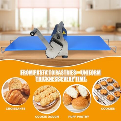 Folding Dough Sheeter (12") Compact Dough Sheeter, Manual Dough Roller Machine,Sheeter Thickness Adjustable,Stainless Steel Dough Machine, Adjustable Thickness 0-27mm, (1 Rolling Panel)