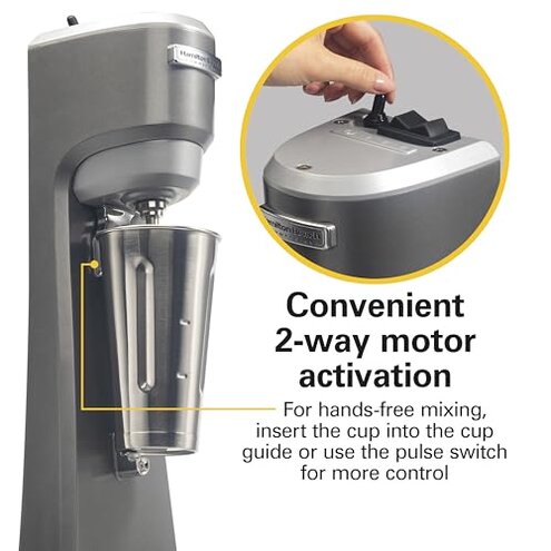 Hamilton Beach Commercial HMD200R Single-Spindle Drink Mixer, 3 Speed Universal Motor, Hands-Free Operation, NSF Certified