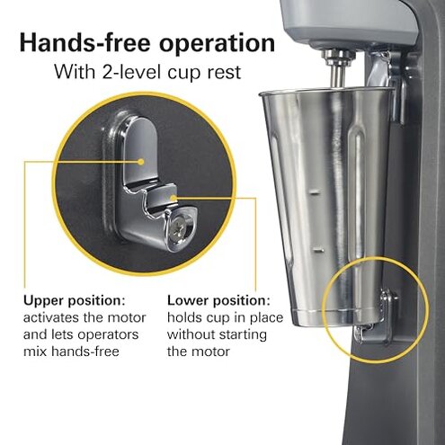 Hamilton Beach Commercial HMD200R Single-Spindle Drink Mixer, 3 Speed Universal Motor, Hands-Free Operation, NSF Certified