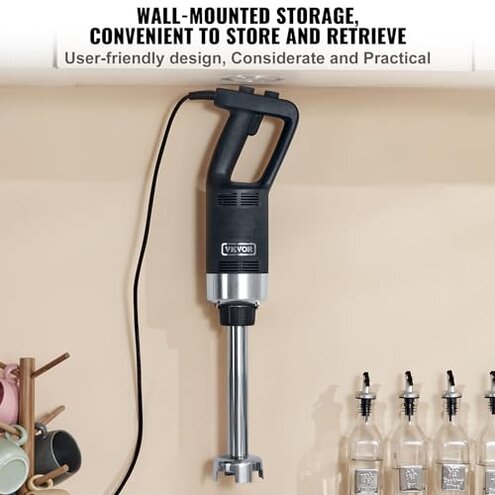 VEVOR Commercial Immersion Blender, 750W 12" Heavy Duty Hand Mixer, Variable Speed Kitchen Stick Mixer with 304 Stainless Steel Blade, Multi-Purpose Blender for Soup, Smoothie, Puree, Baby Food