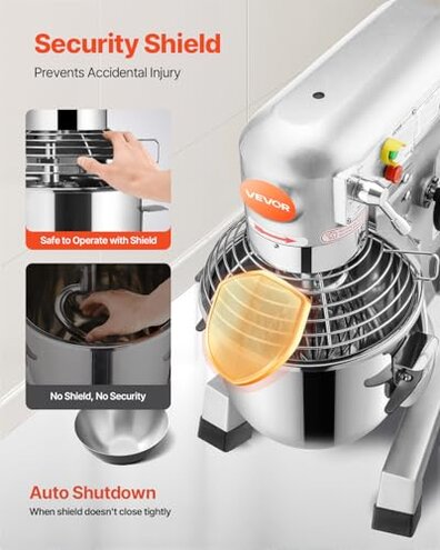 Happybuy 15Qt Commercial Food Mixer with Timing Function, Commercial Mixer 600W Stainless Steel Bowl Heavy Duty Electric Food Mixer Commercial with 3 Speeds Adjustable, Perfect for Bakery Pizzeria