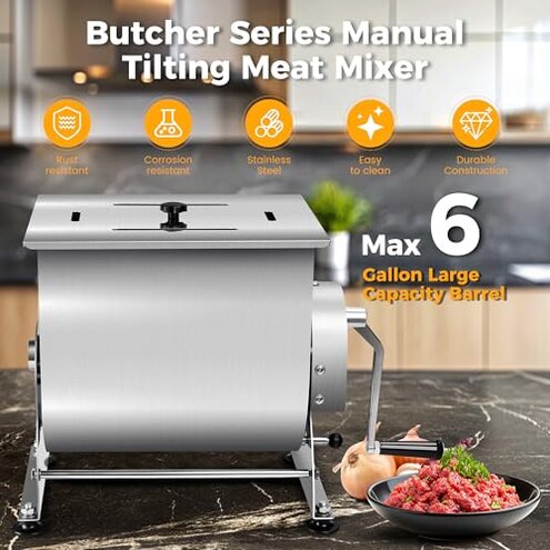 Wutfly Butcher Series 35 lb / 6 Gallon Manual Tilting Meat Mixer