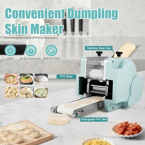Commercial Electric Dumpling Skin Maker, 110V 140W Dumpling Wrappers Maker Wonton Dough Wrapper 50-60 Pieces/min, 3.15in Circular Mold, Automatic Dumpling Skin Processing Machine, Chaos Skin Machine