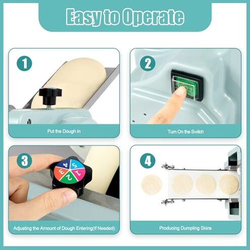 Commercial Electric Dumpling Skin Maker, 110V 140W Dumpling Wrappers Maker Wonton Dough Wrapper 50-60 Pieces/min, 3.15in Circular Mold, Automatic Dumpling Skin Processing Machine, Chaos Skin Machine